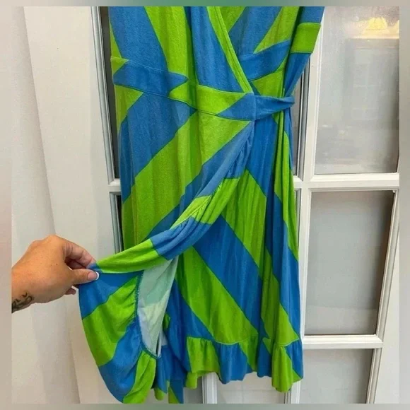 Lilly Pulitzer Adriel Wrap Dress Flutter Sleeve Always A Party Striped Size XL - Picture 6 of 9